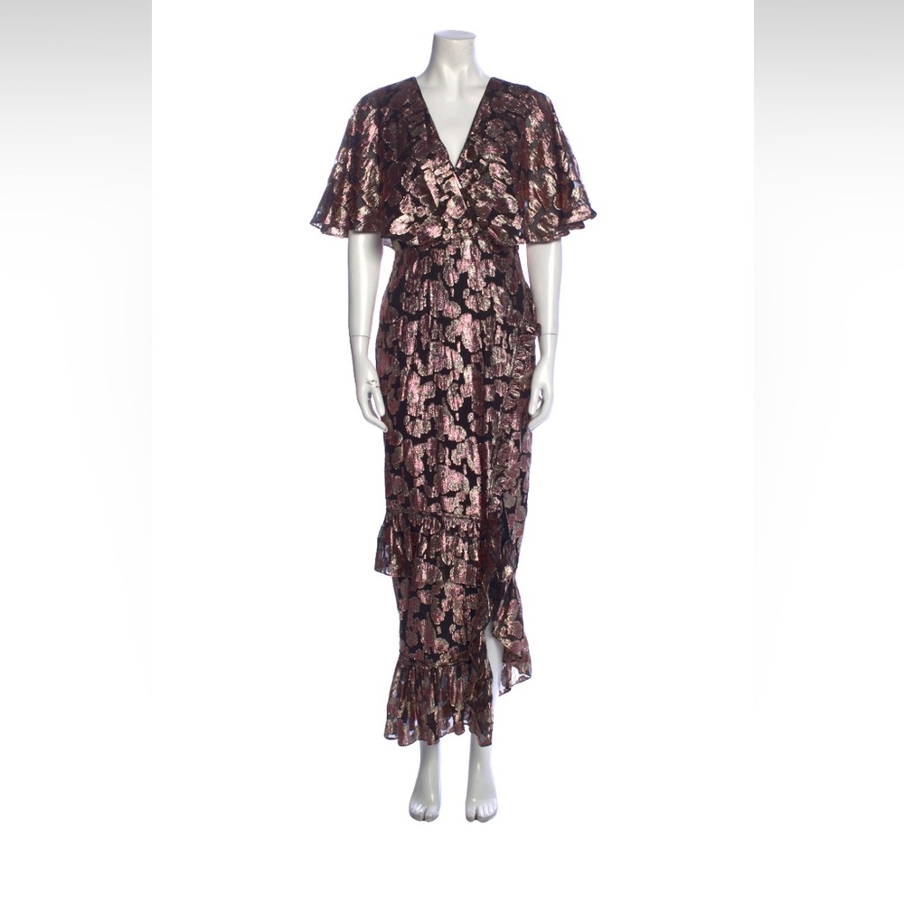 *NWT* Saloni Rose Gold Silk Lam Midi